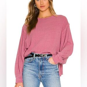 Free People Ready For This Woven Knit Long Sleeve Shirt Tee Top Pink Revolve